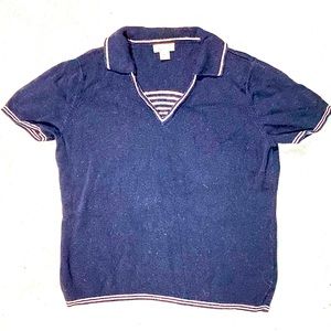 Christopher & Banks Navy Sailor Polo Collar Shirt